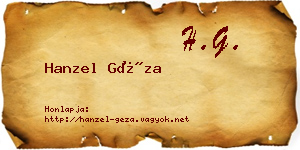 Hanzel Géza névjegykártya
